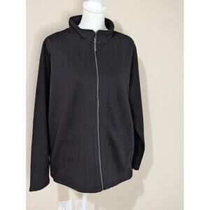 Onque Casuals Women's Black Herringbone Pattern Full Zip Sweatshirt Size 1X NWT